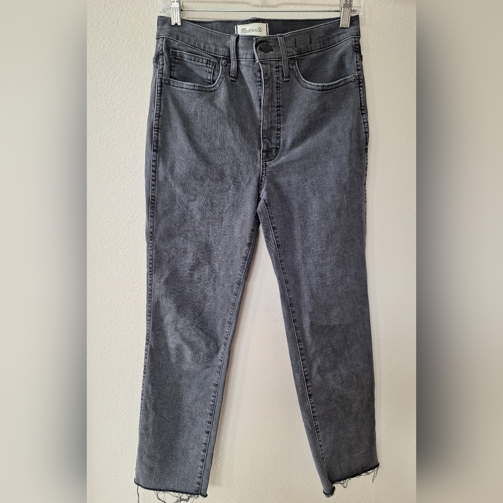 Madewell Stovepipe Cropped Washed Black  Frayed hem Womens Jeans Size 27x25